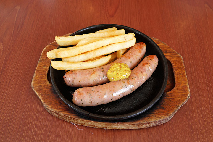 粗挽きソーセージのグリル