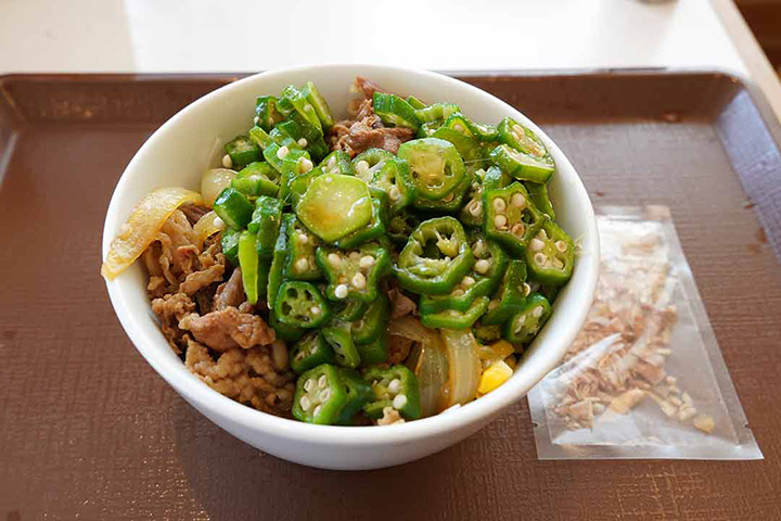 かつぶしオクラ牛丼ライト（並盛）
