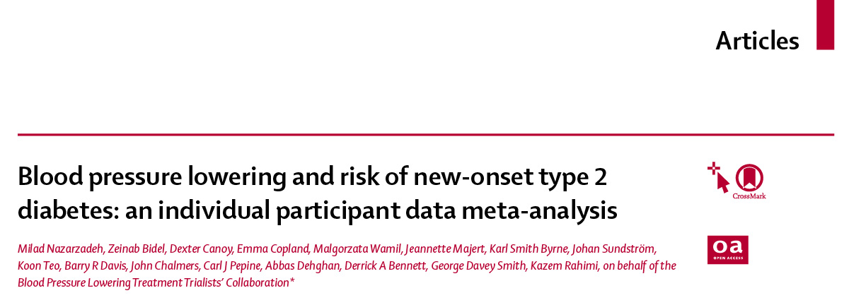 Blood pressure lowering and risk of new-onset type 2 diabetes: an individual participant data meta-analysis